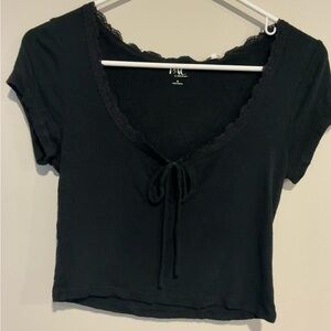 PacSun Black Lace-Accent Crop Top